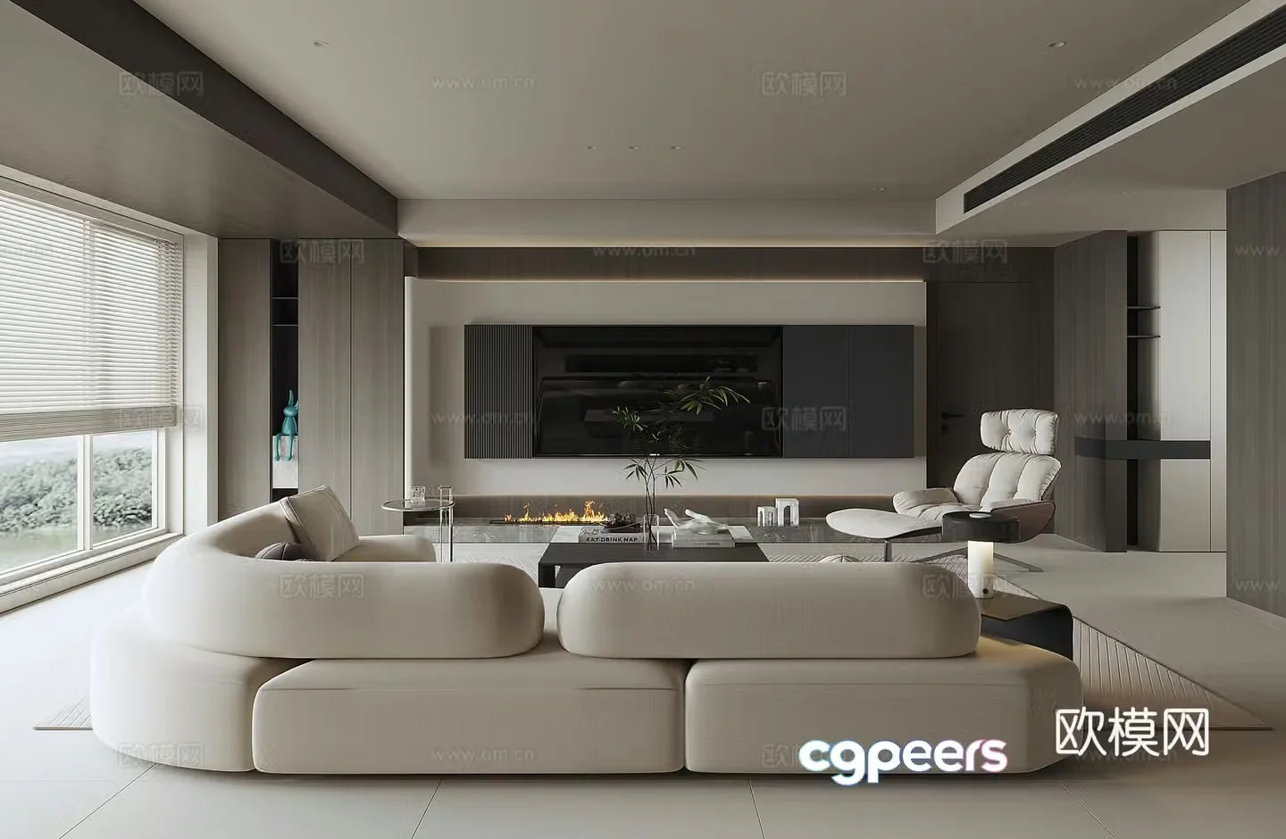 Modern home living room 3d model