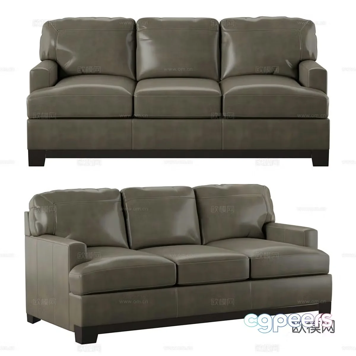 Leather sofa Three-person sofa Leather sofa Linear sofa Small sofa Leather sofa Living room 3D model