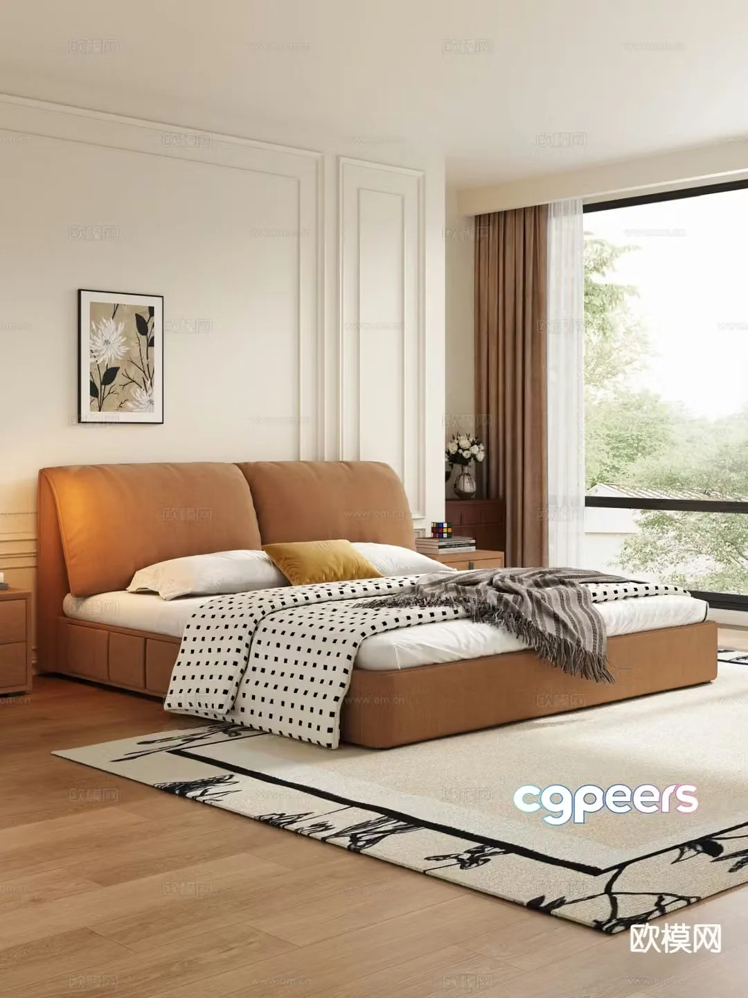 Modern double bed 3d model