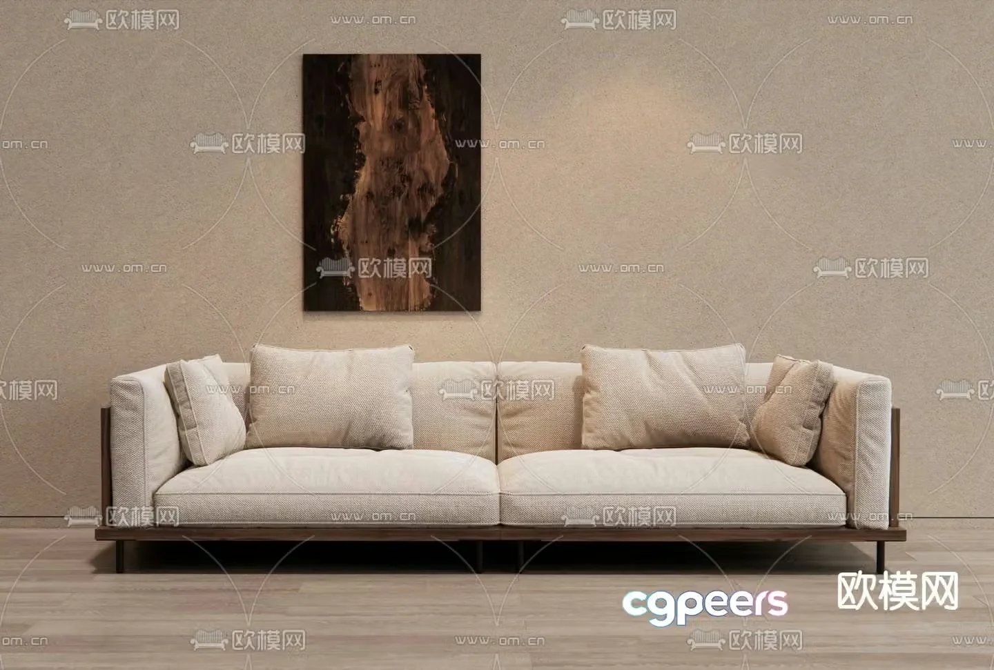 Upholstered Sofa Double Sofa 3D Model