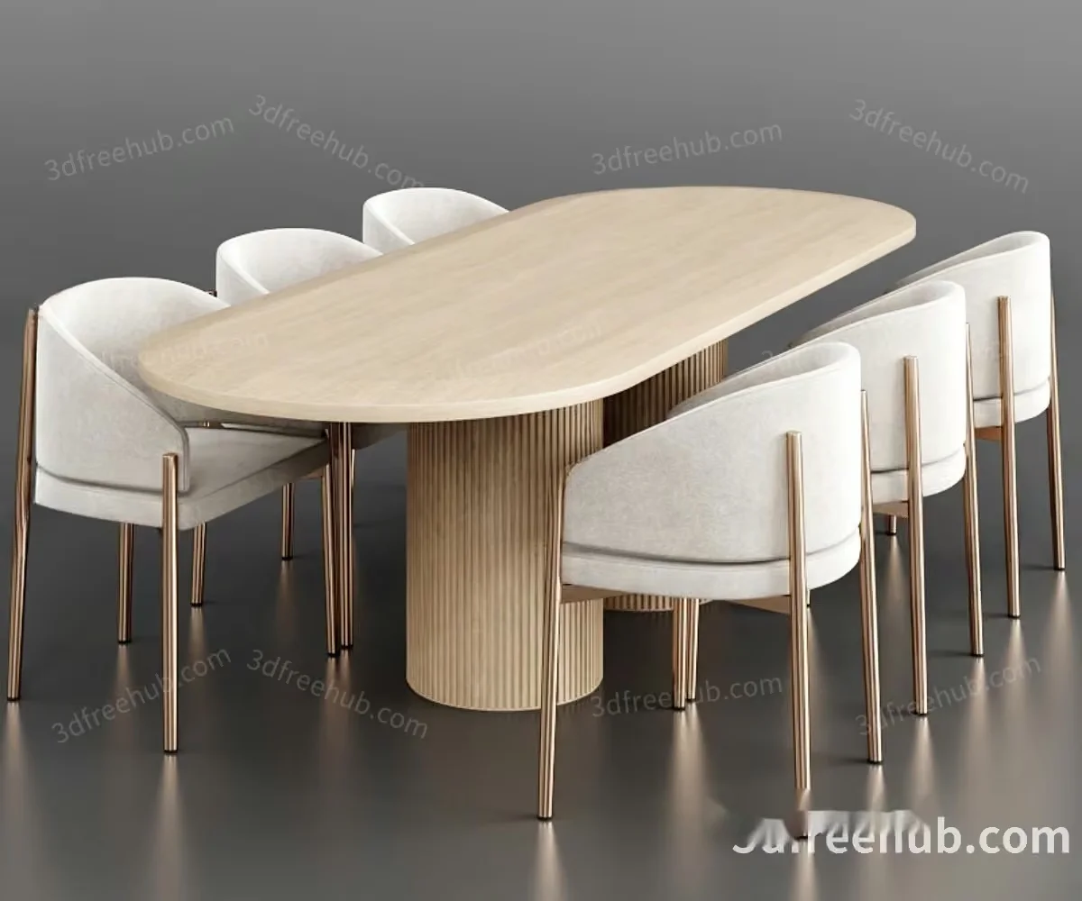 Modern Dining Table And Chairs 3D Model – 21921 – VRAY Render