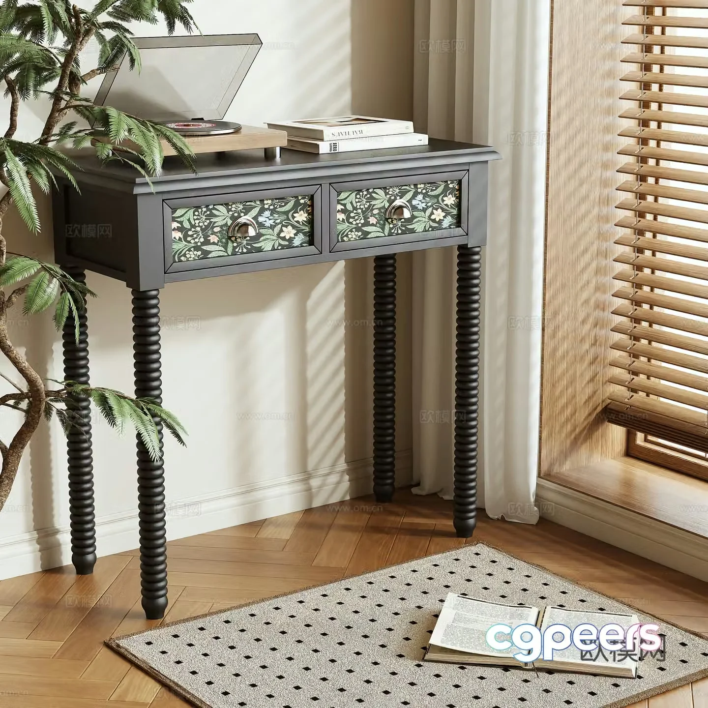 French entryway cabinet 3d model