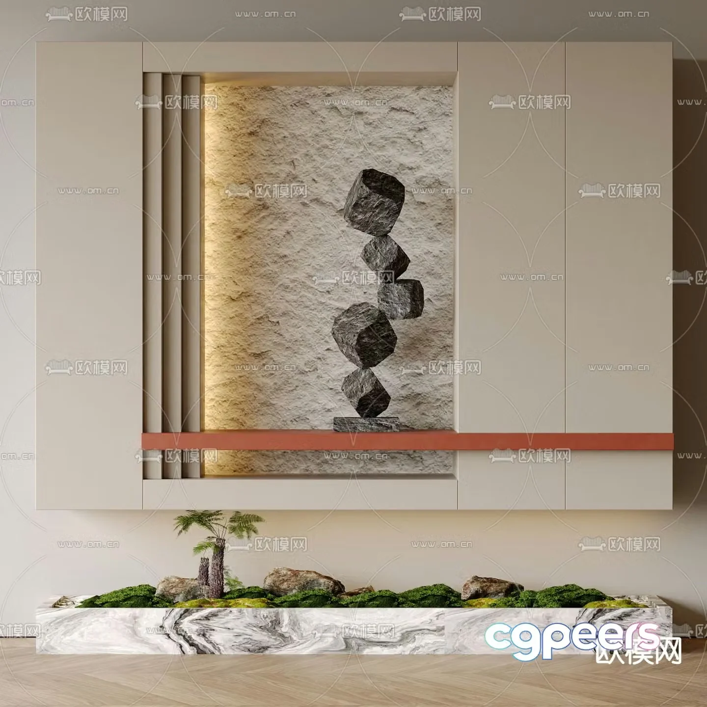 Modern suspended entrance cabinet 3D model