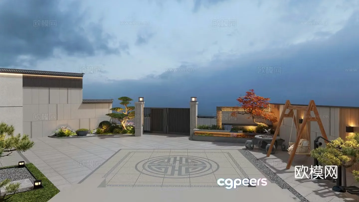 Modern garden courtyard 3d model