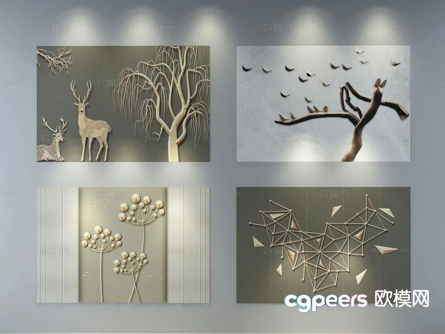 Modern simple hanging painting decorative painting wall painting 3D model
