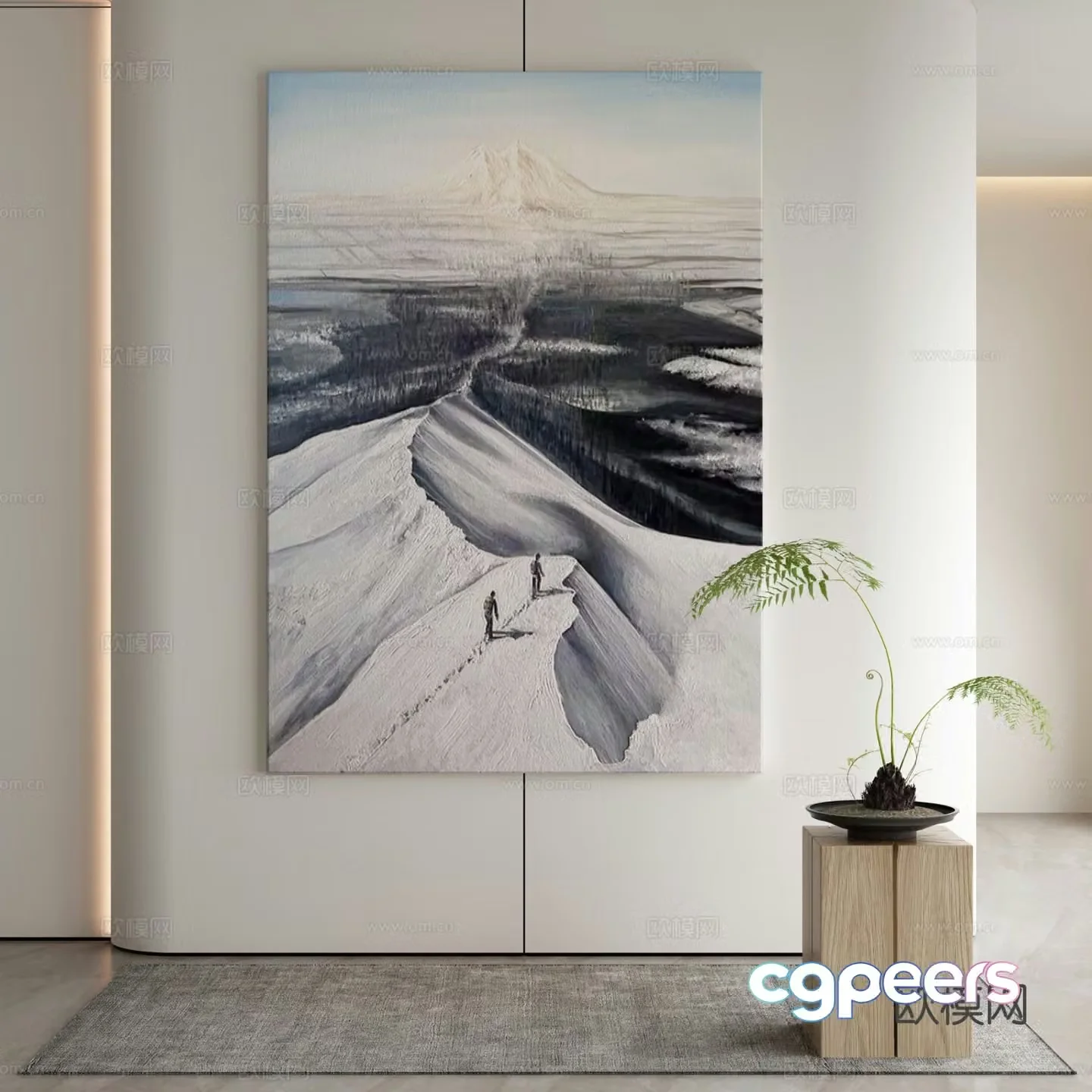 Modern landscape painting decorative painting 3d model