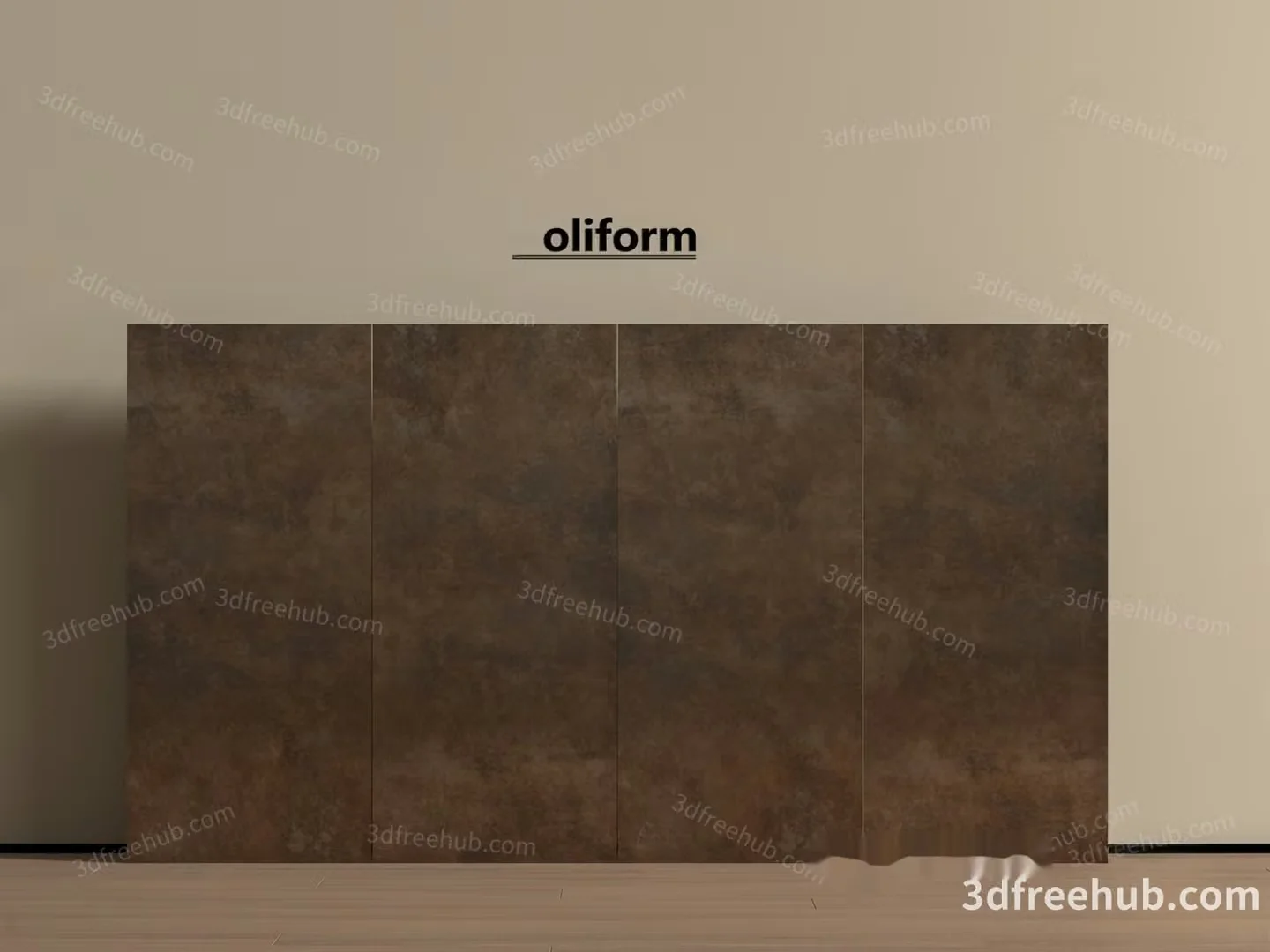 Brown And Tan Wall With A Logo 3D Model – 21797 – VRAY Render
