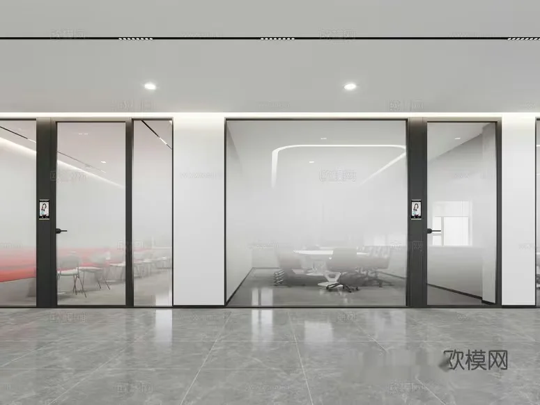 A Modern Office Space With Glass Walls 3D Model – 7089 – VRAY Render