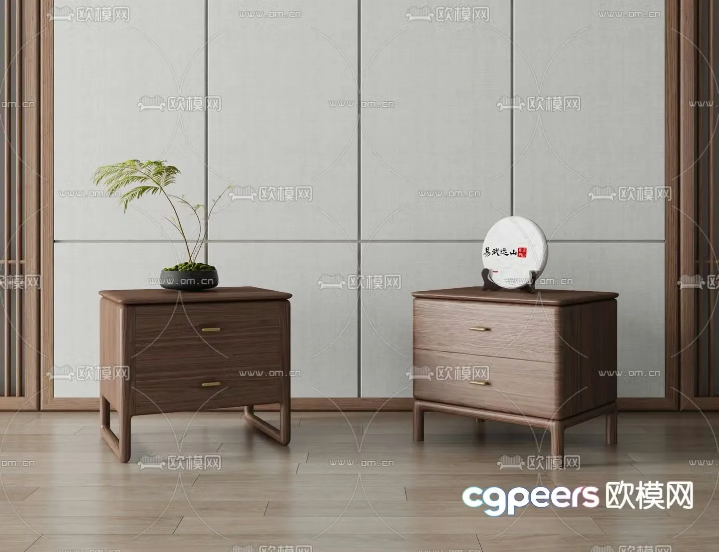 New Chinese style bedside table 3d model
