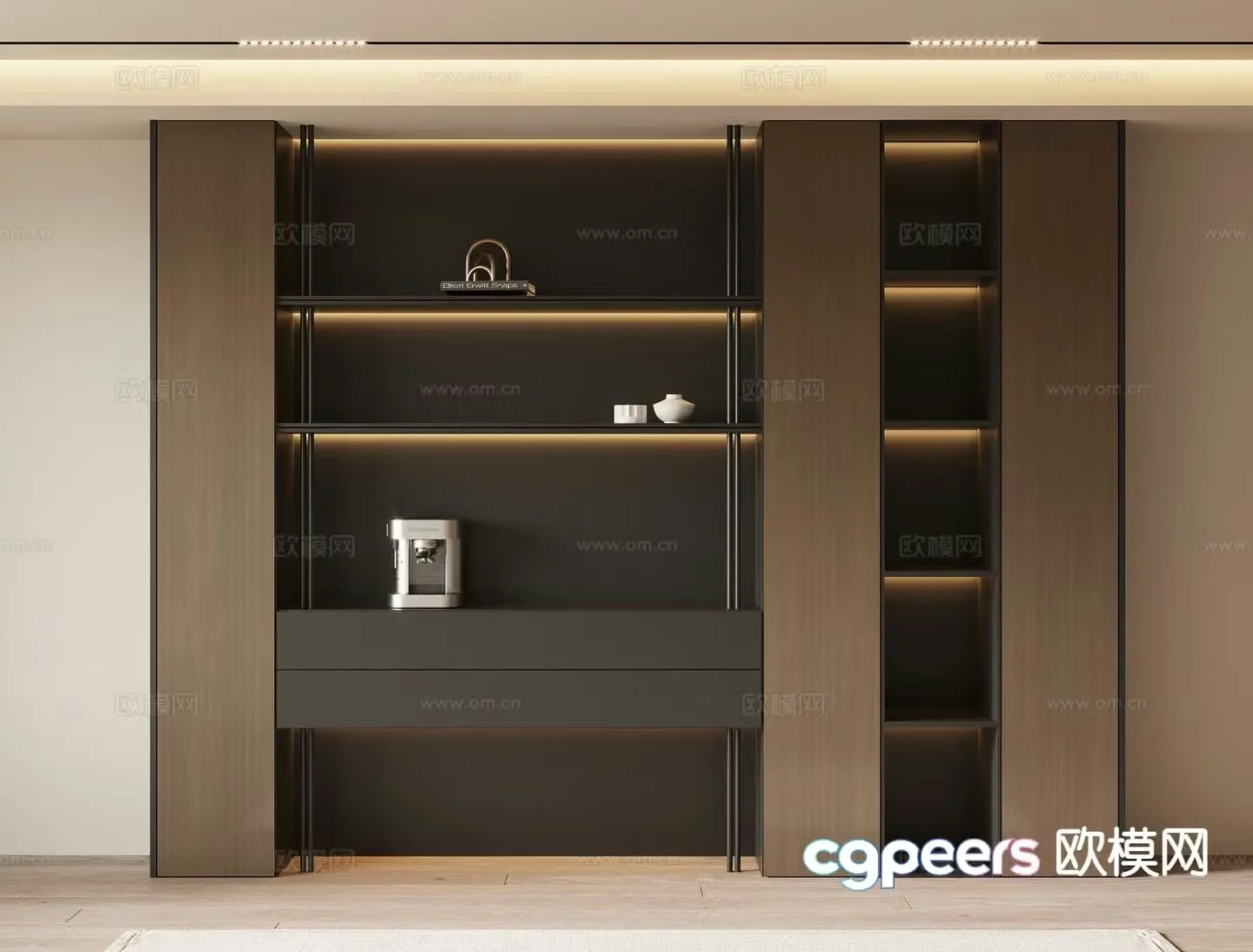Italian bookcase display case 3d model