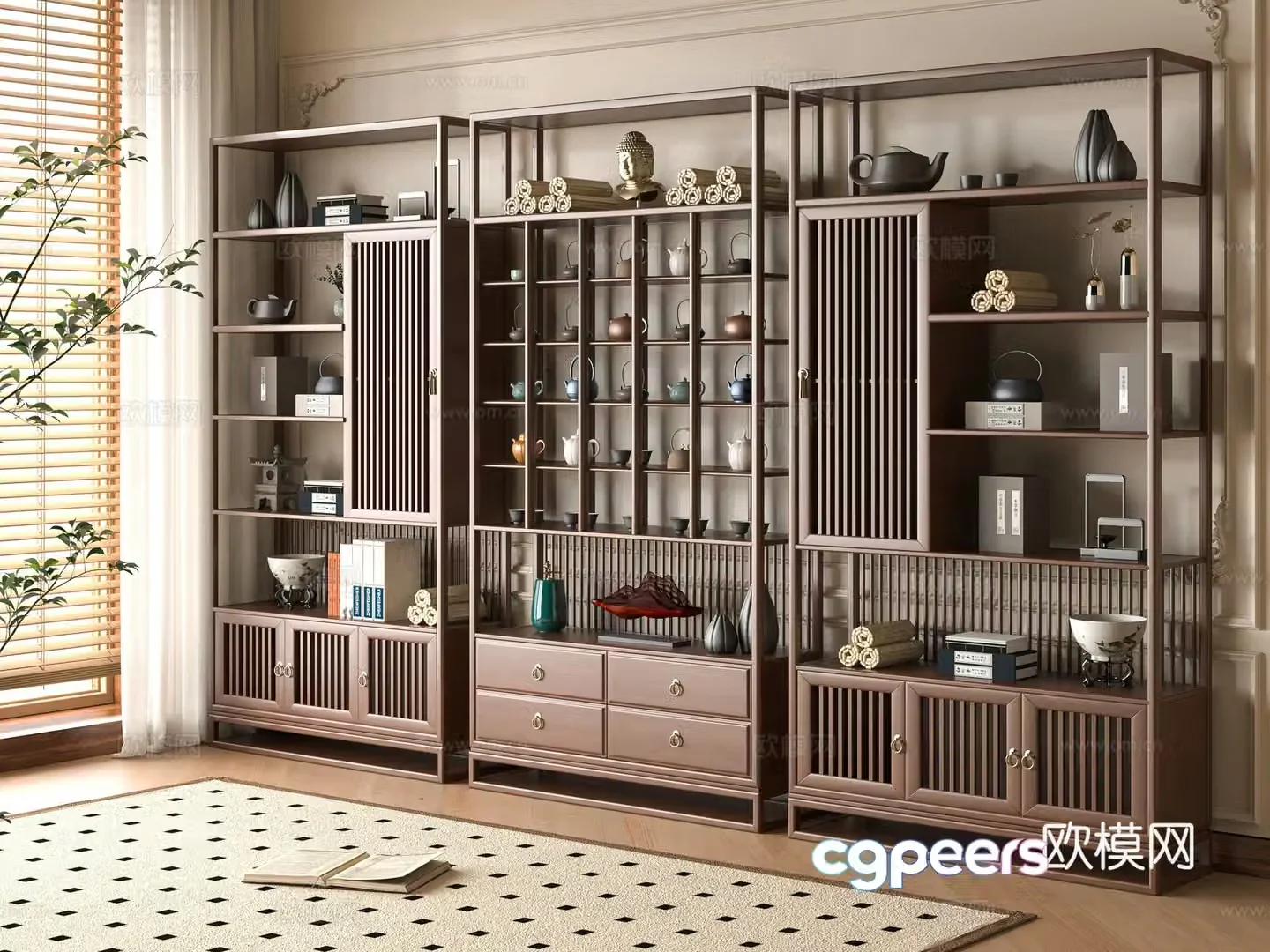 Middle-aged style Bo Ancient Shelf 3D Model