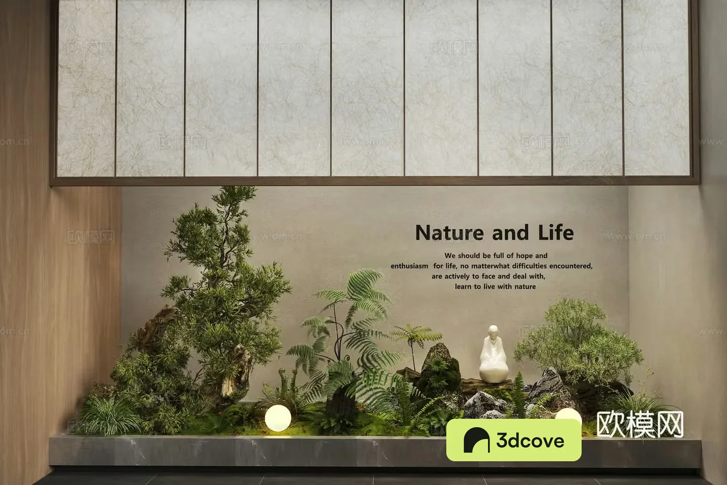 Modern new Chinese interior landscape Plant pile Garden landscape DuPont paper