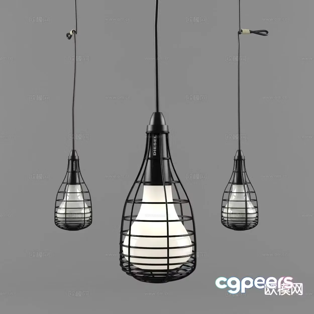 Industrial style small chandelier bedside small chandelier 3d model