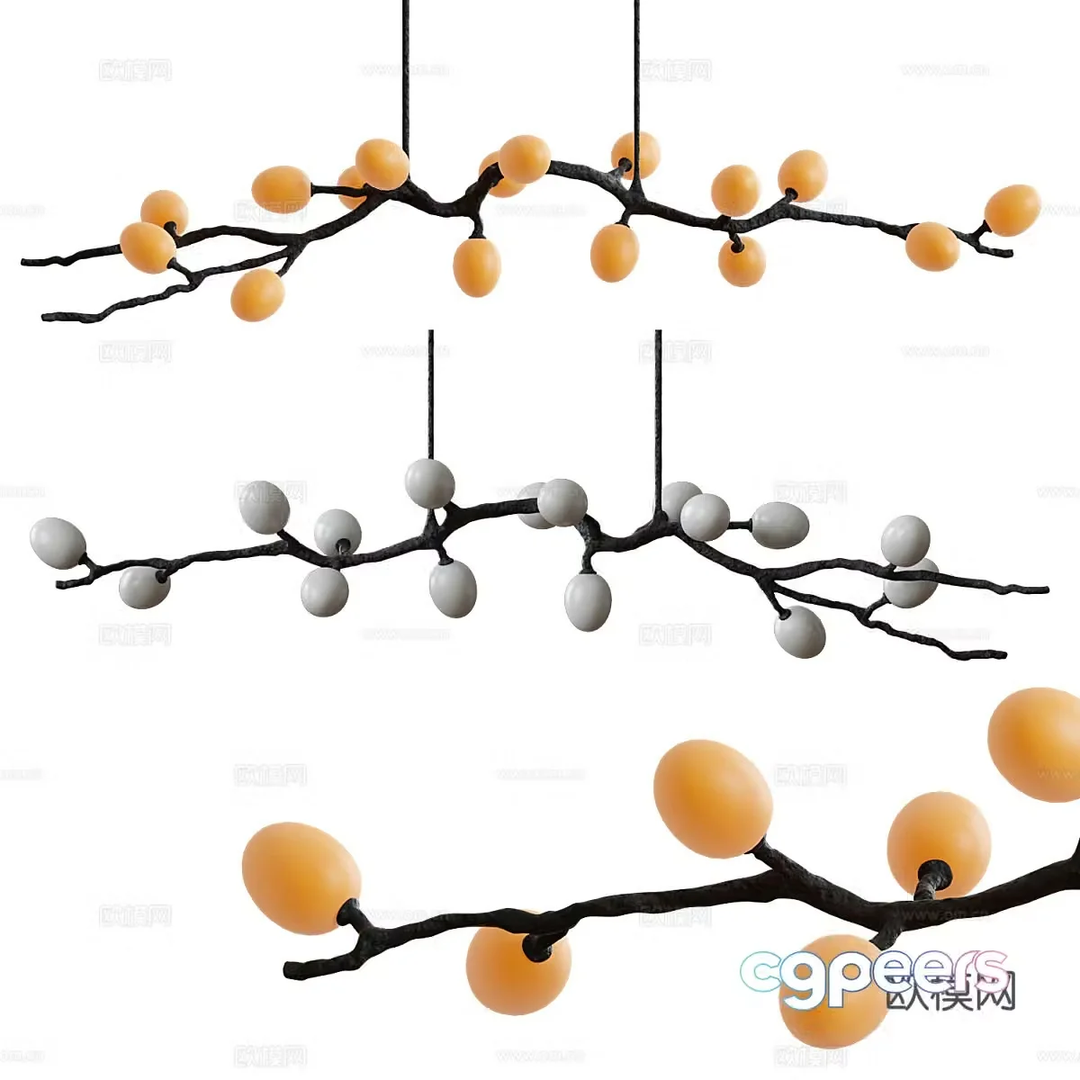 New Chinese style branch decorative chandelier 3d model