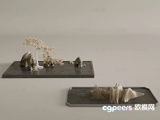 New Chinese style rockery pine tree gardening sketch 3D model