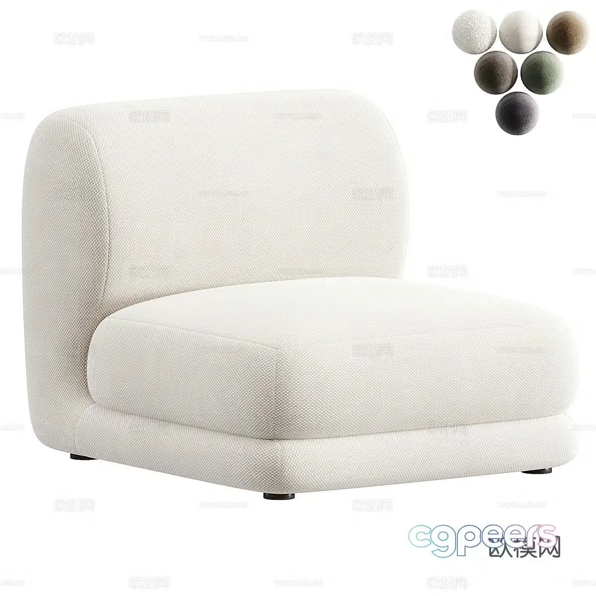 Modern fabric sofa single sofa 3d model