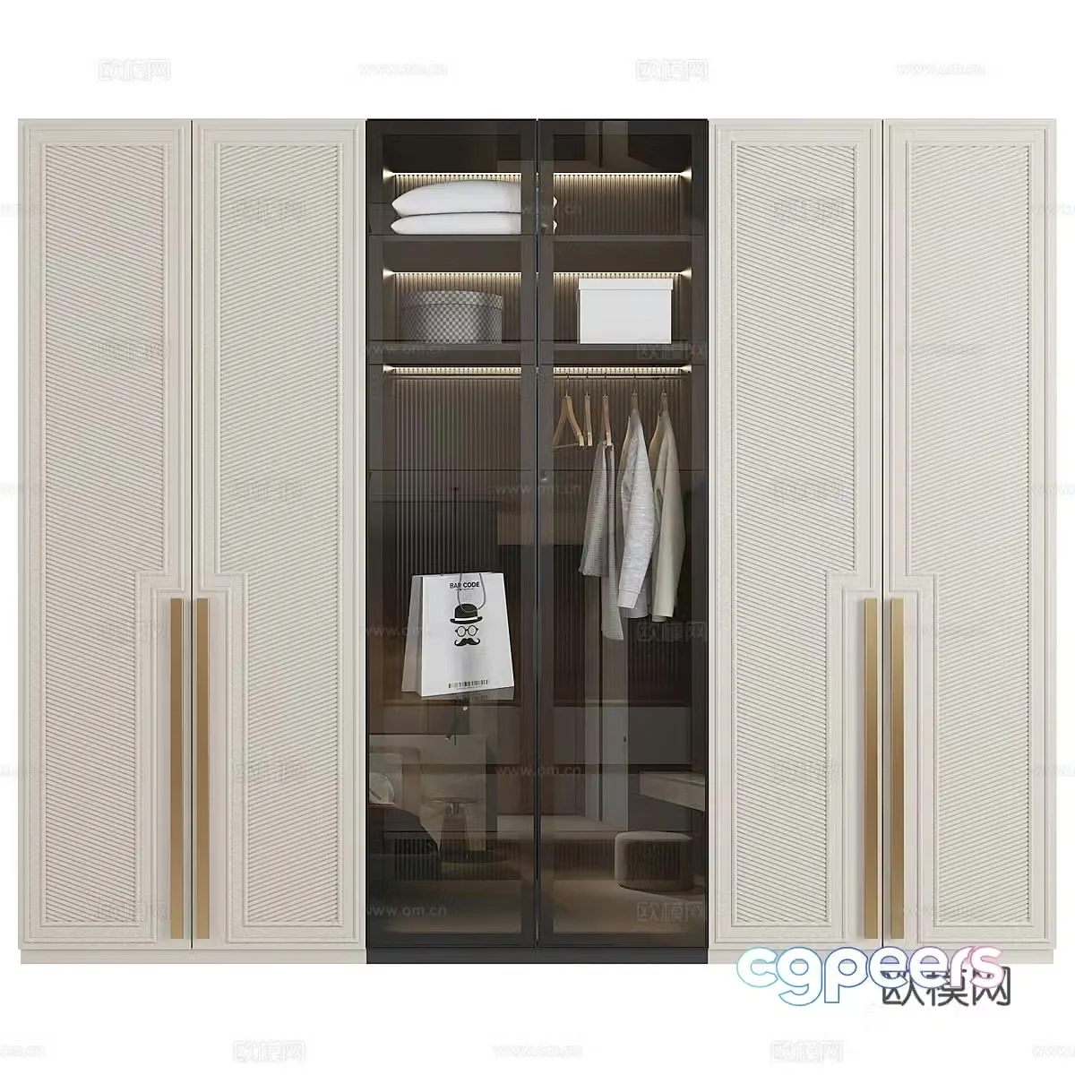 Modern light luxury wardrobe 3d model