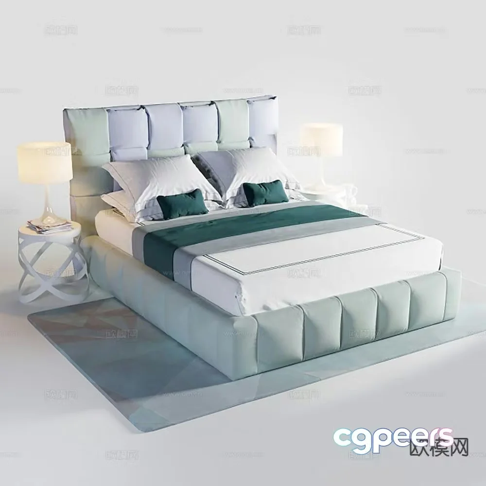 Modern double bed 3d model