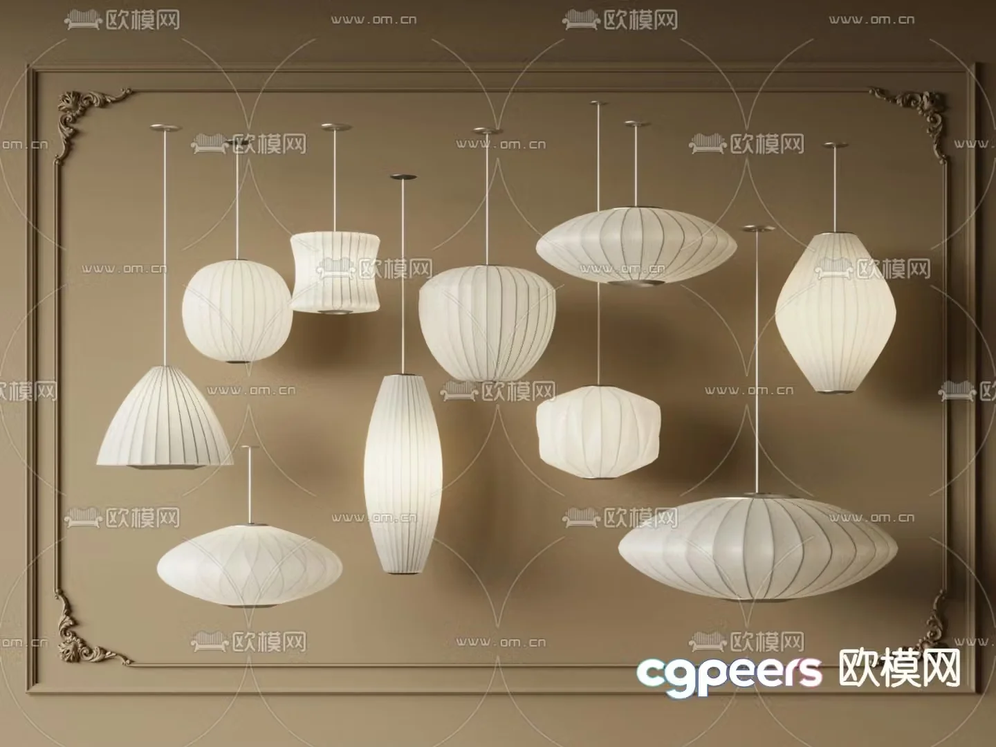 wabi-sabi chandelier lantern chandelier 3d model