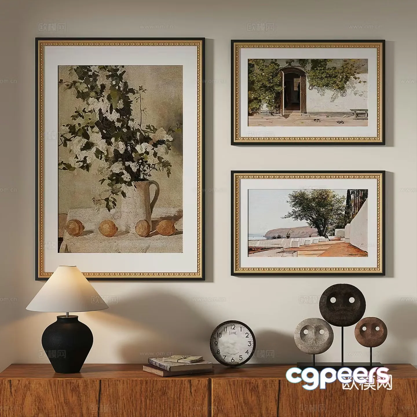 Modern French retro medieval oil painting abstract decorative painting 3d model