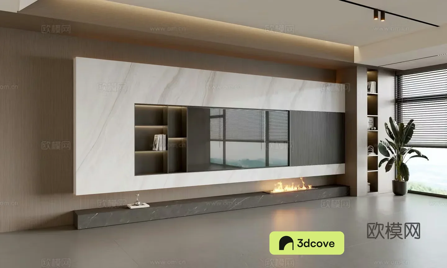 Modern TV background wall modern ornament TV cabinet balcony cabinet living room cabinet wood veneer background