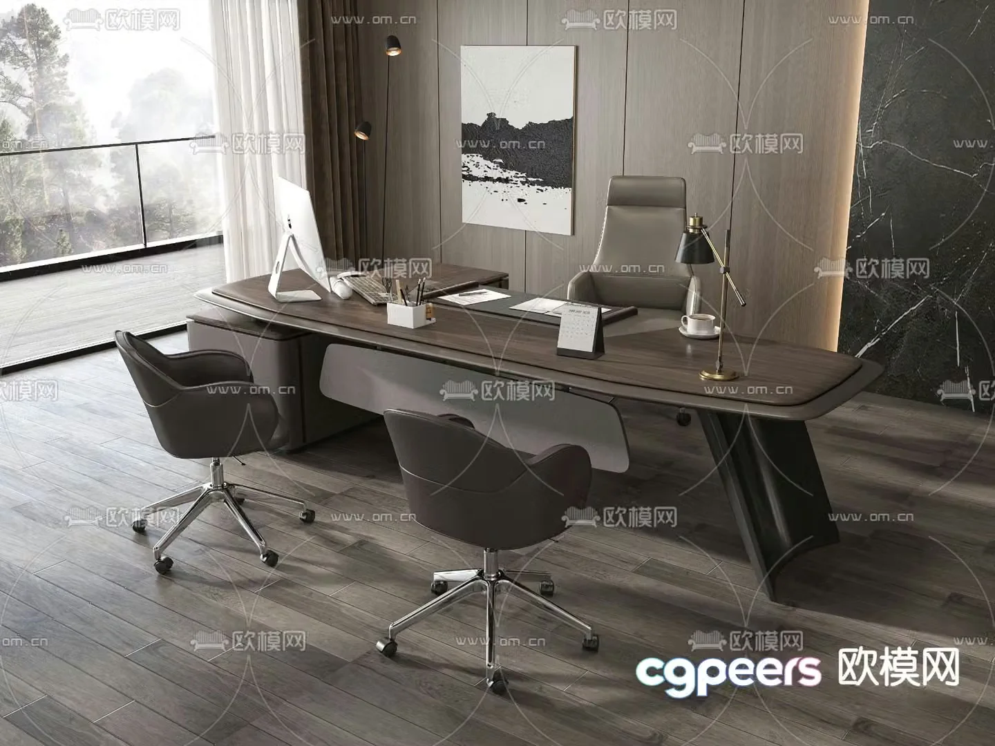 Desk table boss desk executive desk manager desk 3d model