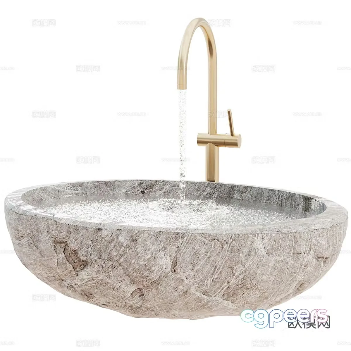 Creamy style washbasin outdoor sink stone washbasin creative washbasin different 3D model
