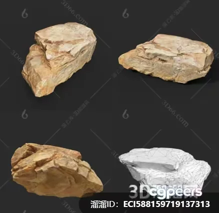 A 3D Image Of A Rock 3D Model – 5686 – VRAY Render