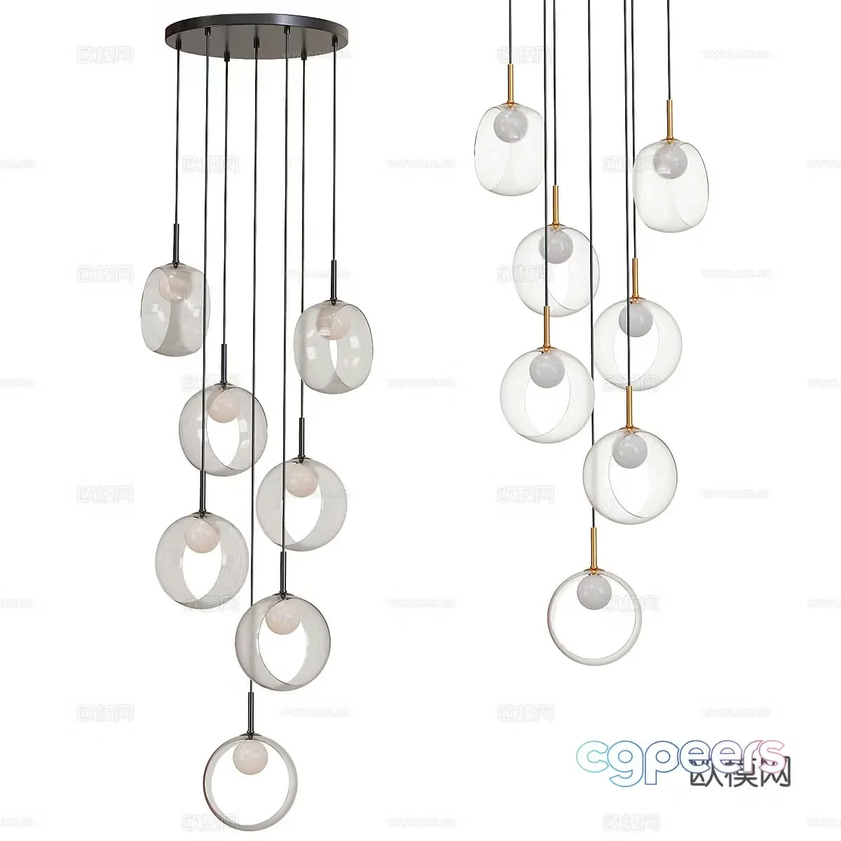 Modern Italian minimalist craft chandelier 3d model