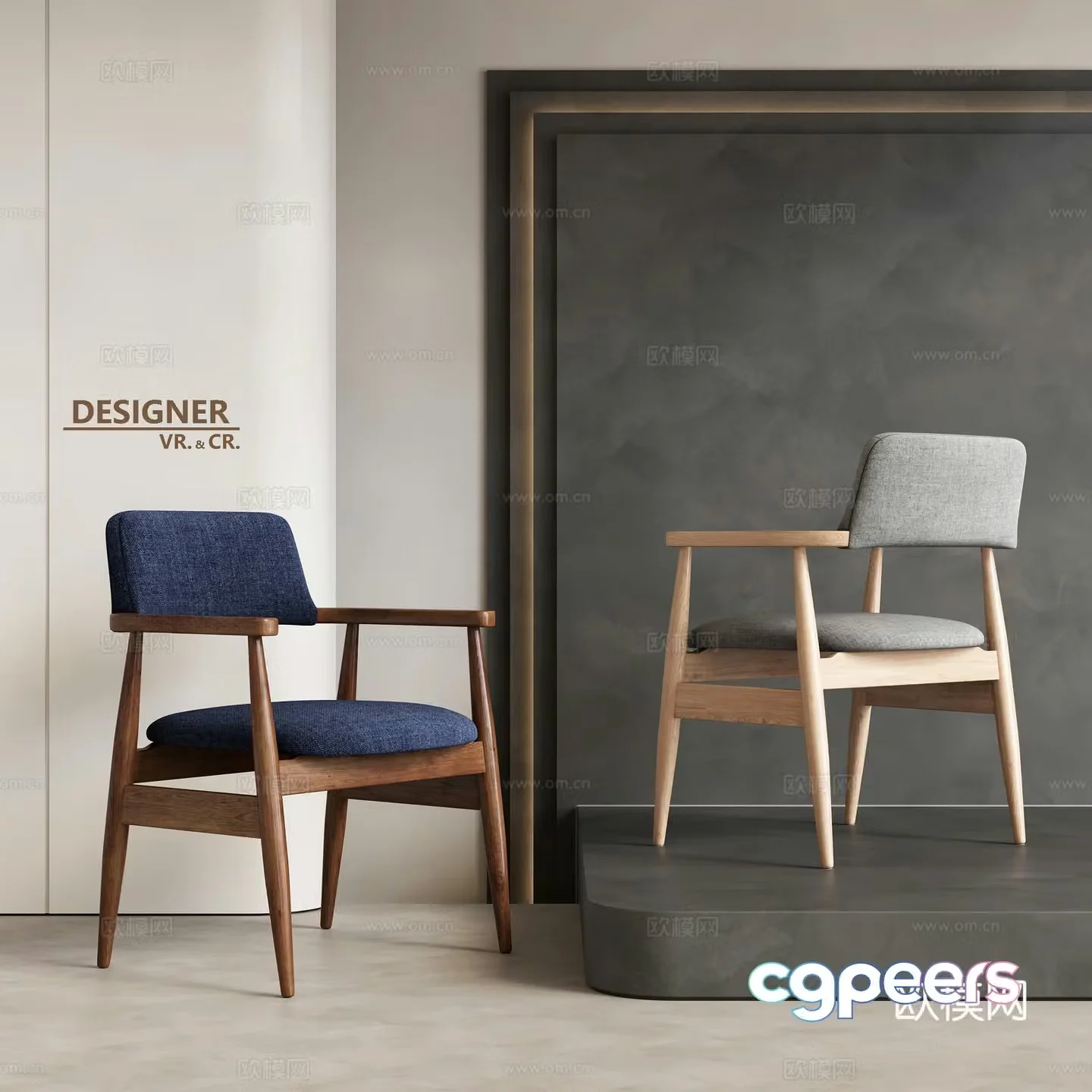Modern single chair fabric dining chair chair 3d model