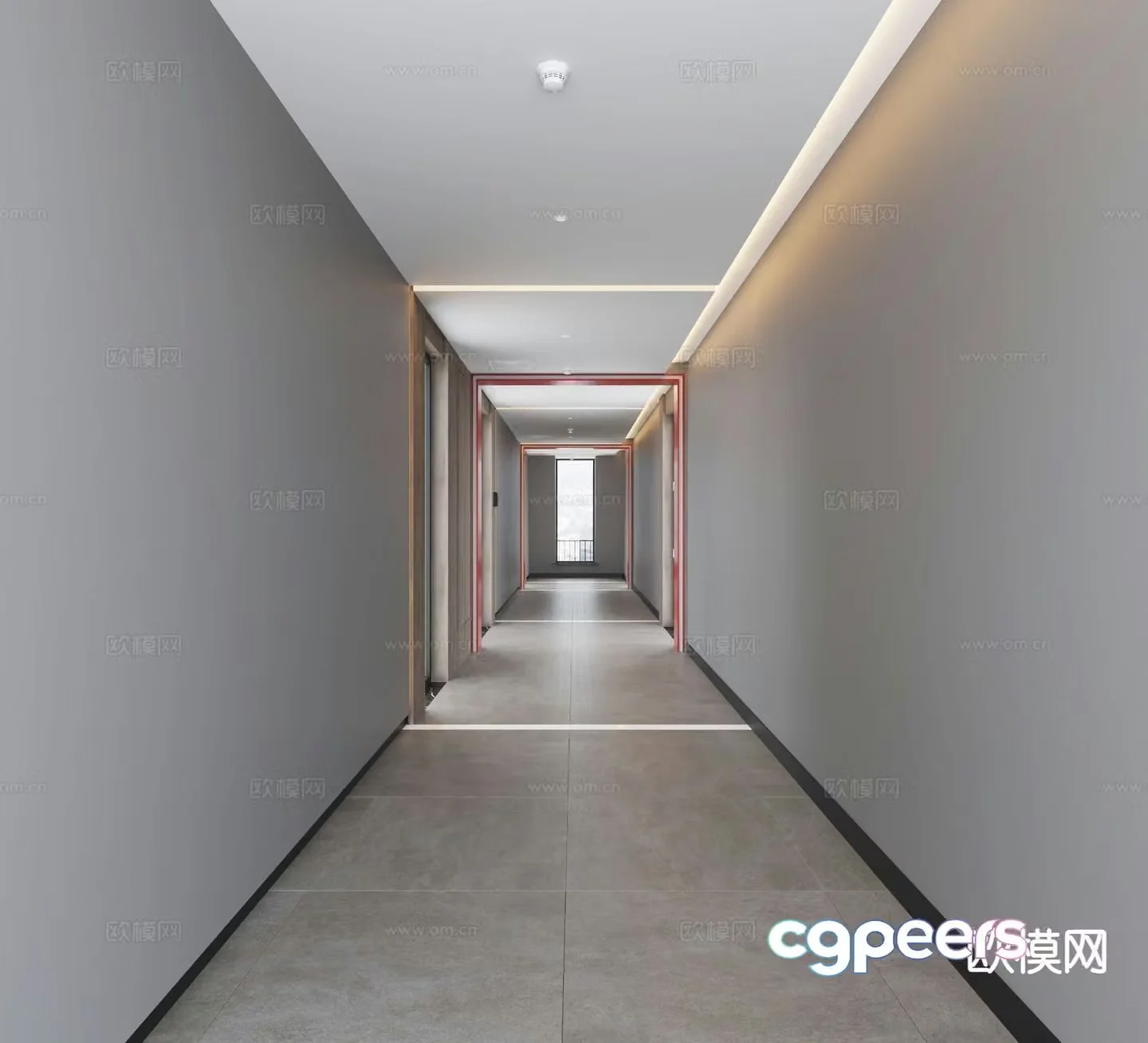 Office corridor aisle 3d model