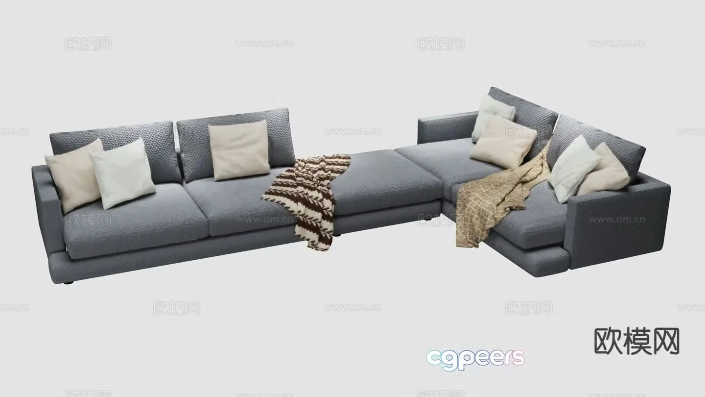 Italian corner sofa multi-person sofa 3D model