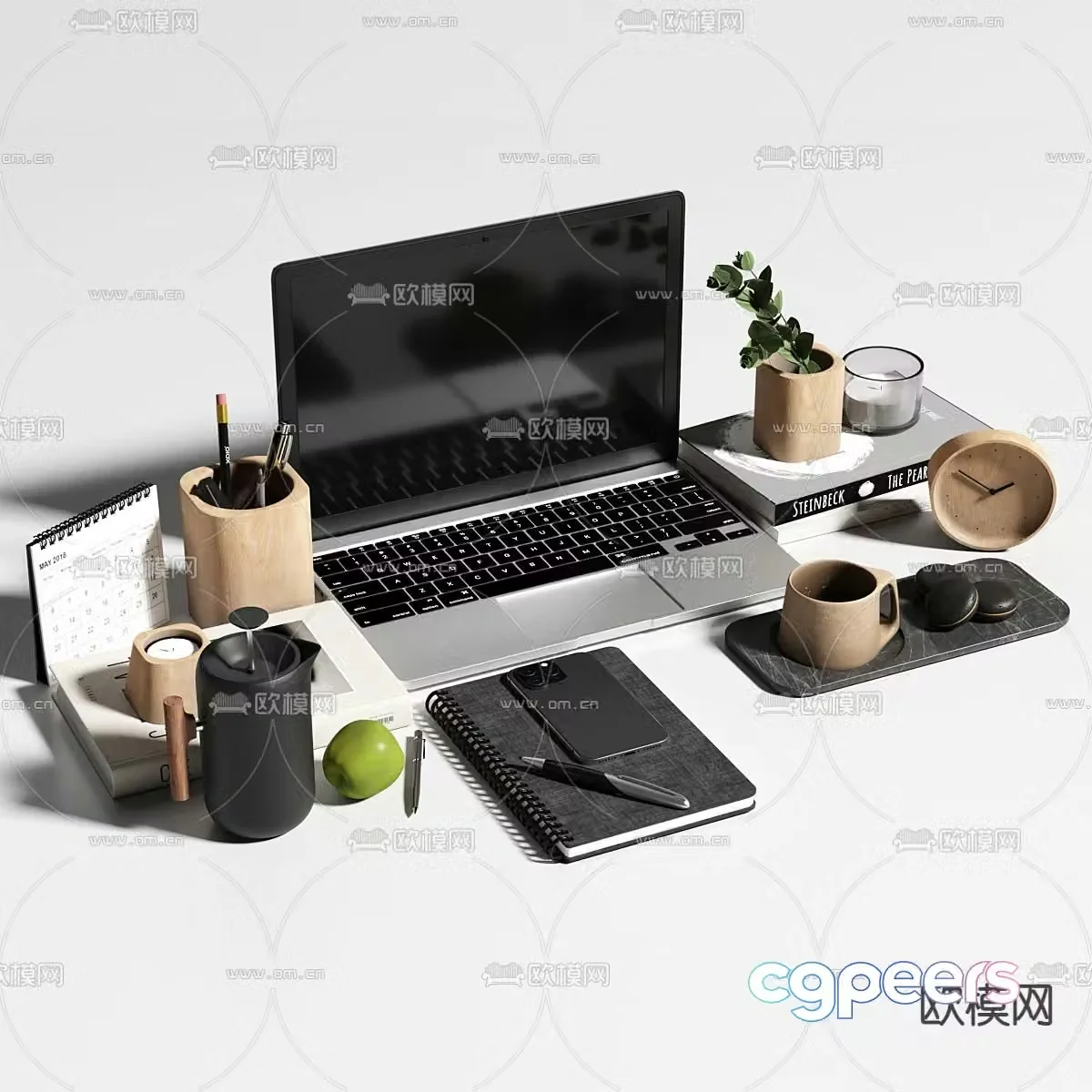 Mobile phone computer pen box office supplies 3d model