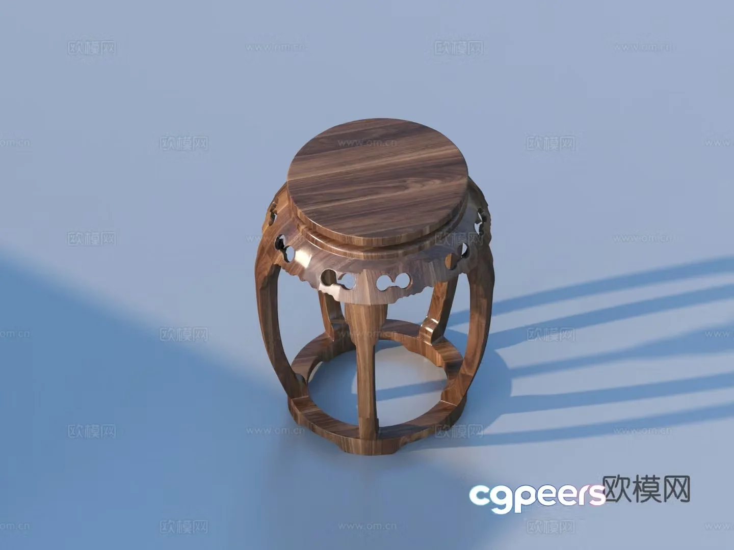 New Chinese style wooden stool stool round stool 3d model
