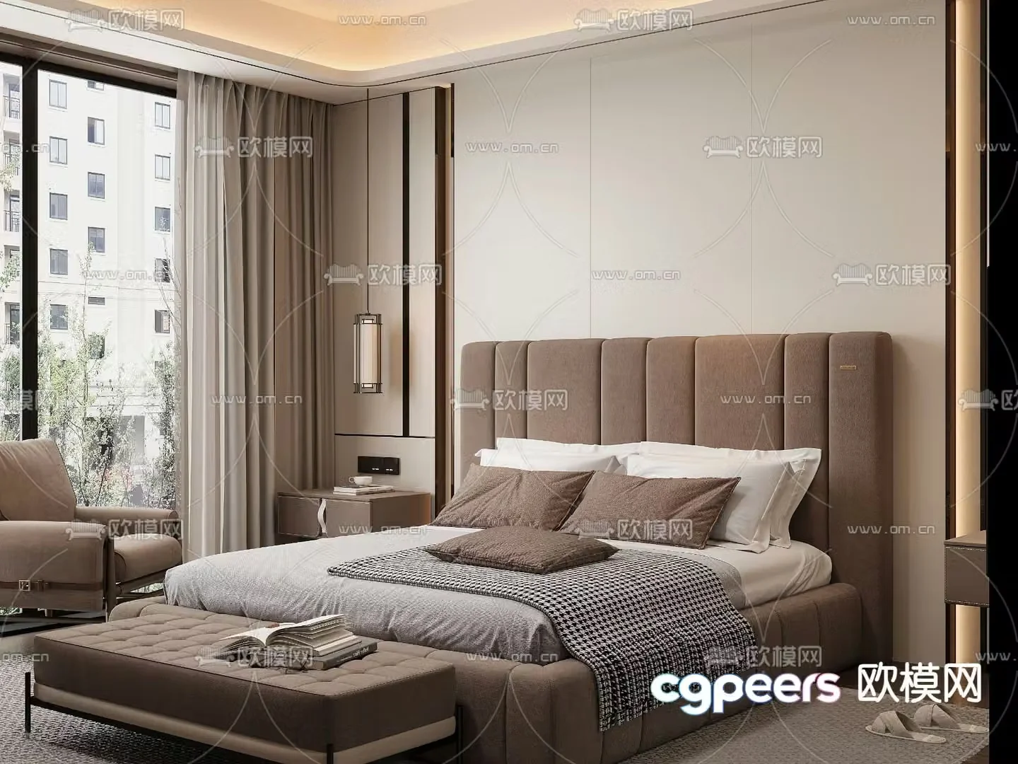 Modern double bed 3d model