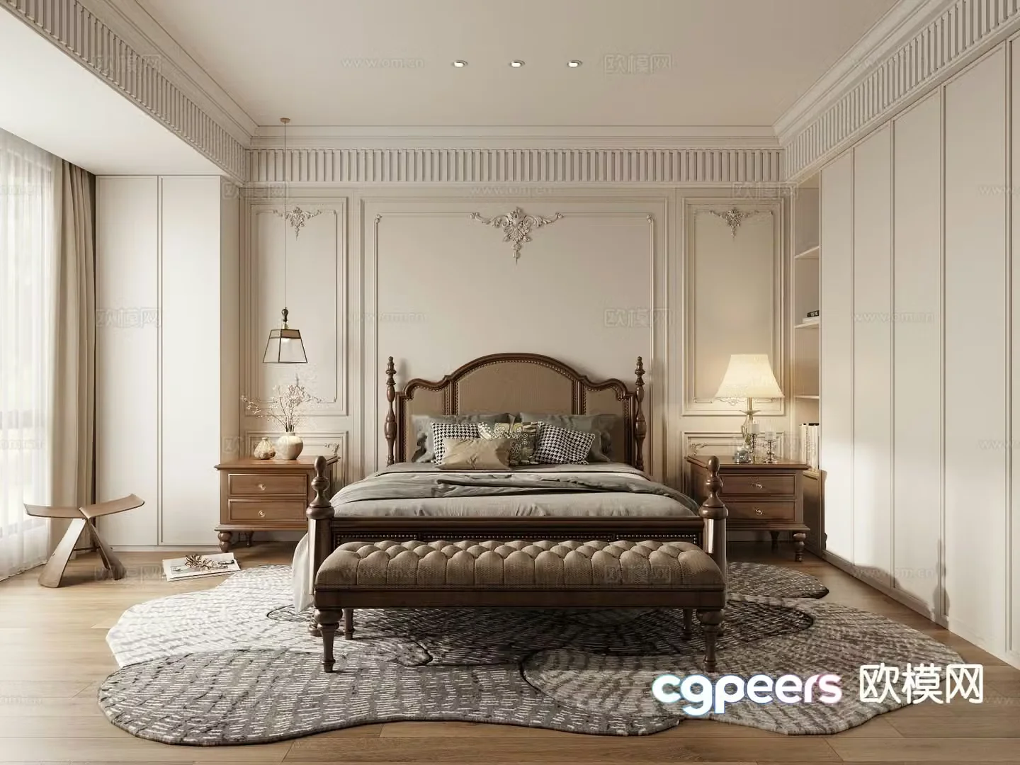 American style bedroom master bedroom 3d model