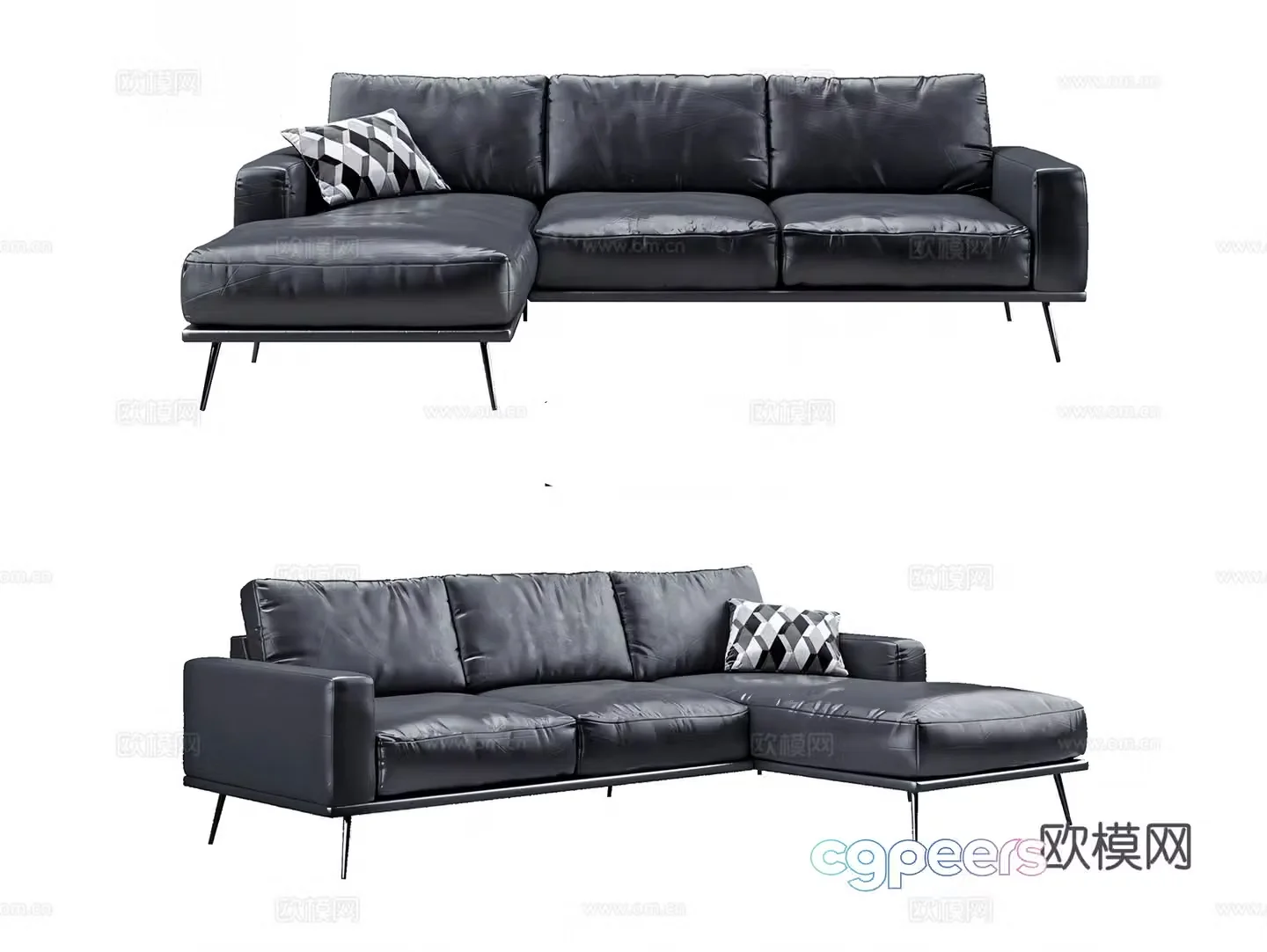 Leather sofa corner sofa multi-person sofa 3d model