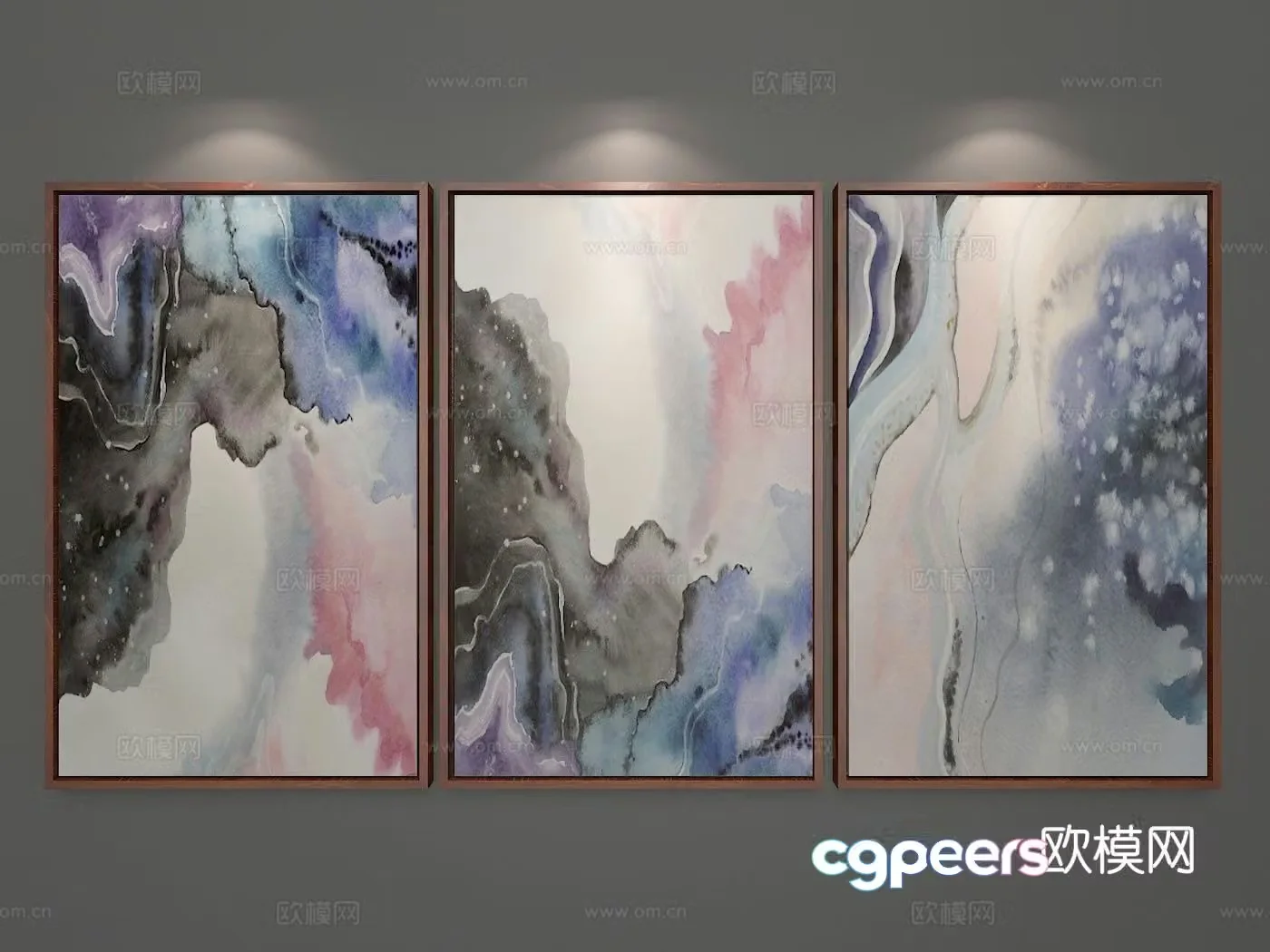 Decorative painting ink painting hanging painting 3d model
