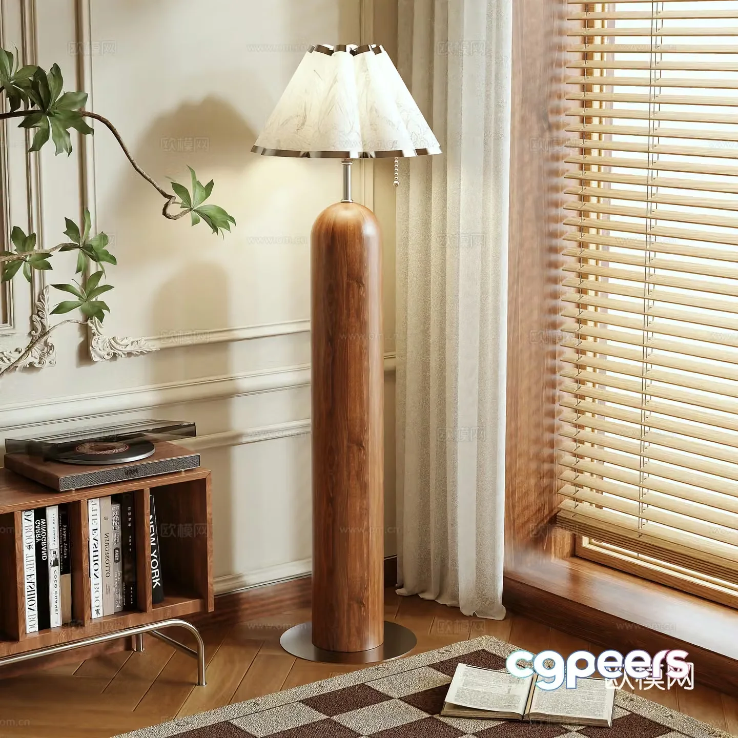 Log style floor lamp 3d model