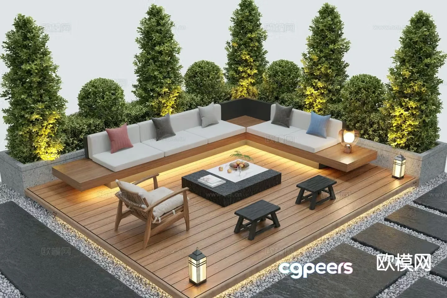 Modern outdoor sofa set 3d model