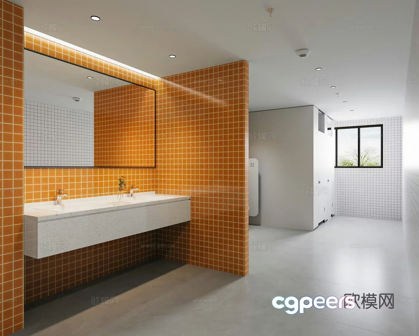 Modern school bathroom 3d model