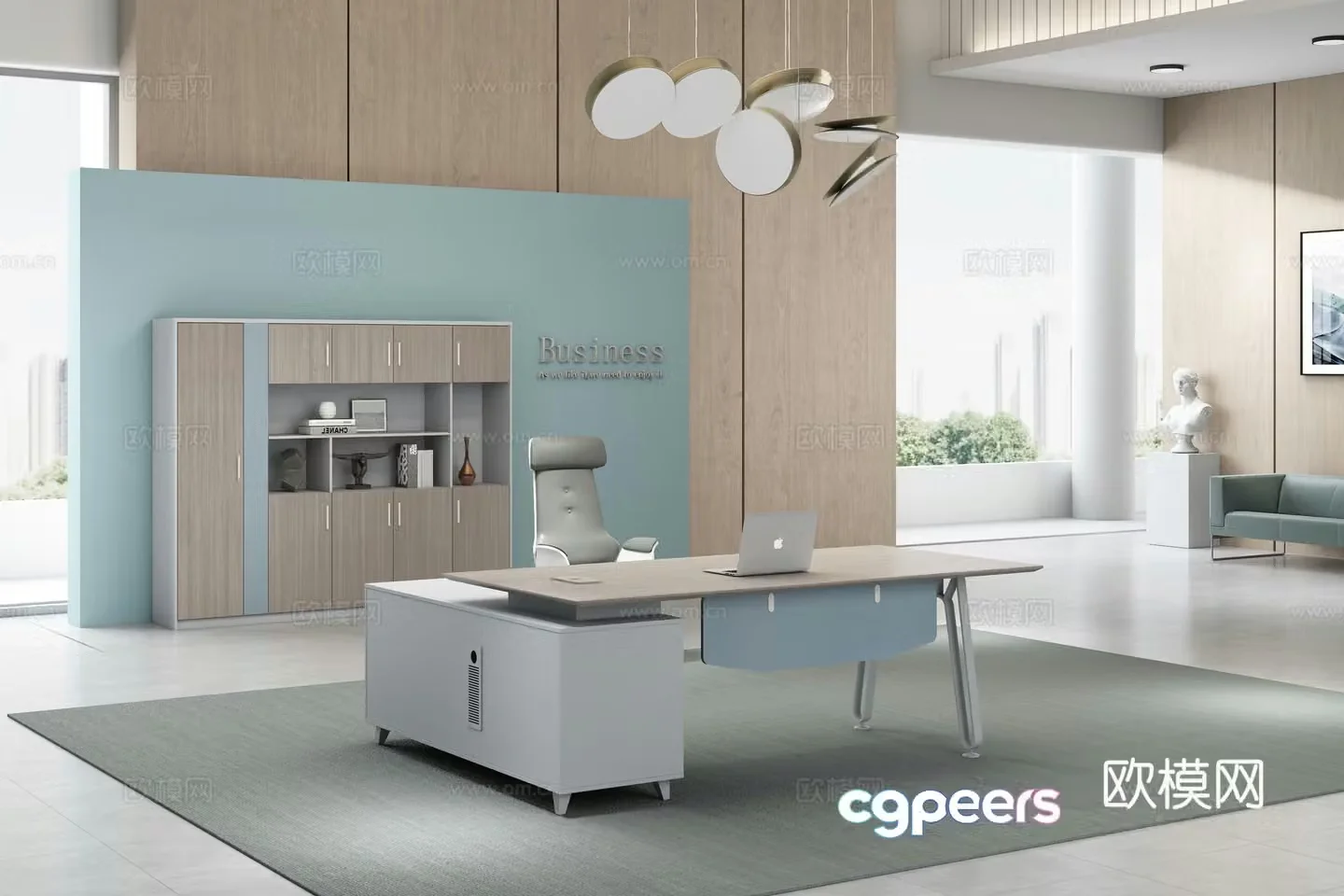 Working equipment office space office office area staff desk and chair 3d model