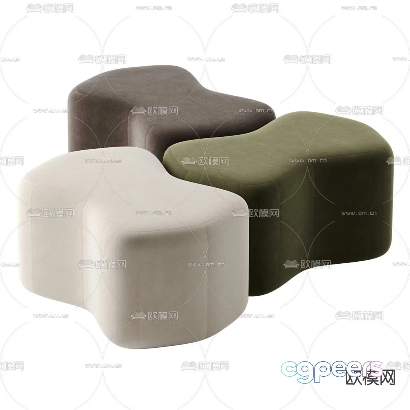 Modern fabric sofa stool 3d model