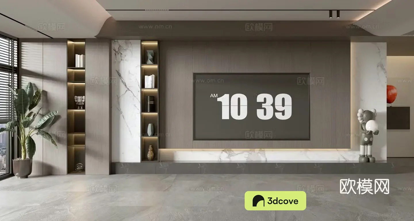 Modern minimalist TV background wall TV wall full wall TV cabinet