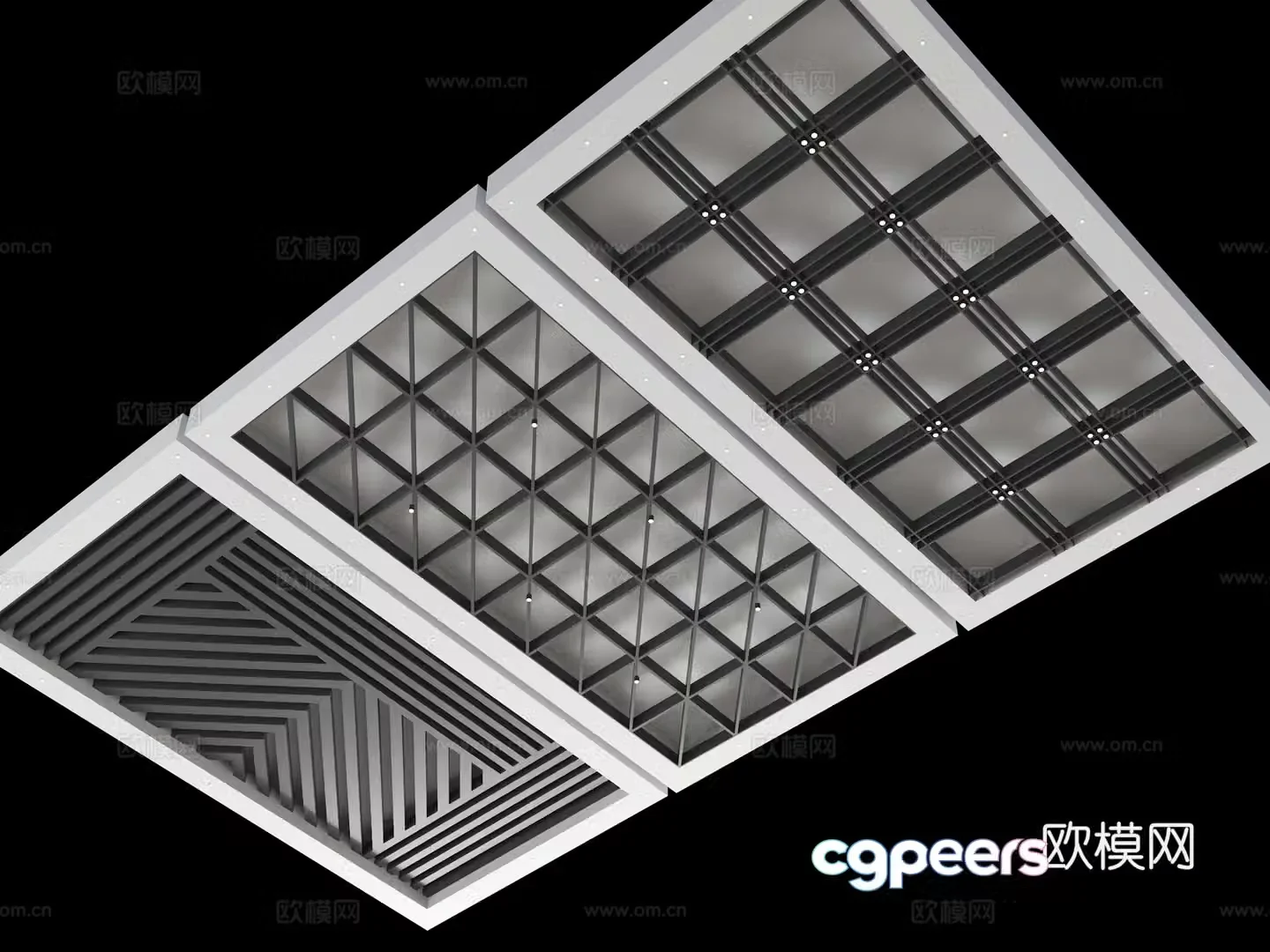 Industrial style industrial ceiling square ceiling grille ceiling 3d model