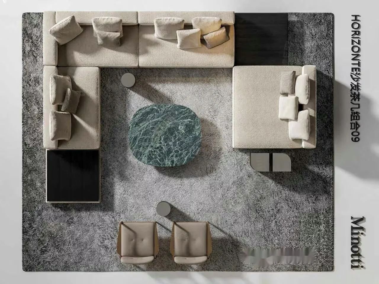 Modern Living Room 3D Model – 1206 – VRAY Render