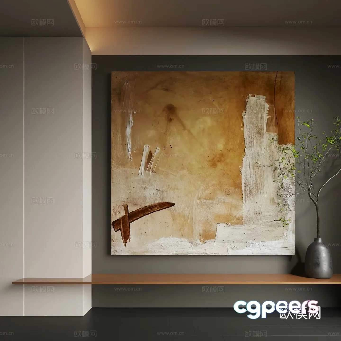 Modern abstract hanging paintings Modern Wasabi decorative paintings Modern light luxury hanging paintings Modern Italian 3D model