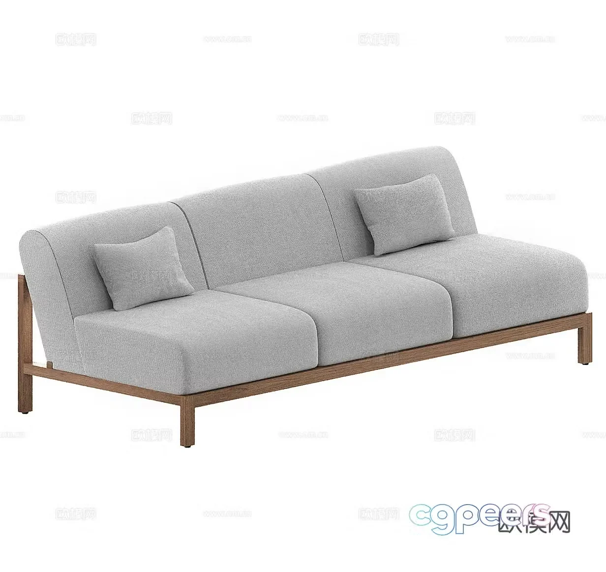 Simple three-person sofa fabric three-person sofa courtyard sofa casual sofa outdoor sofa folk 3D model