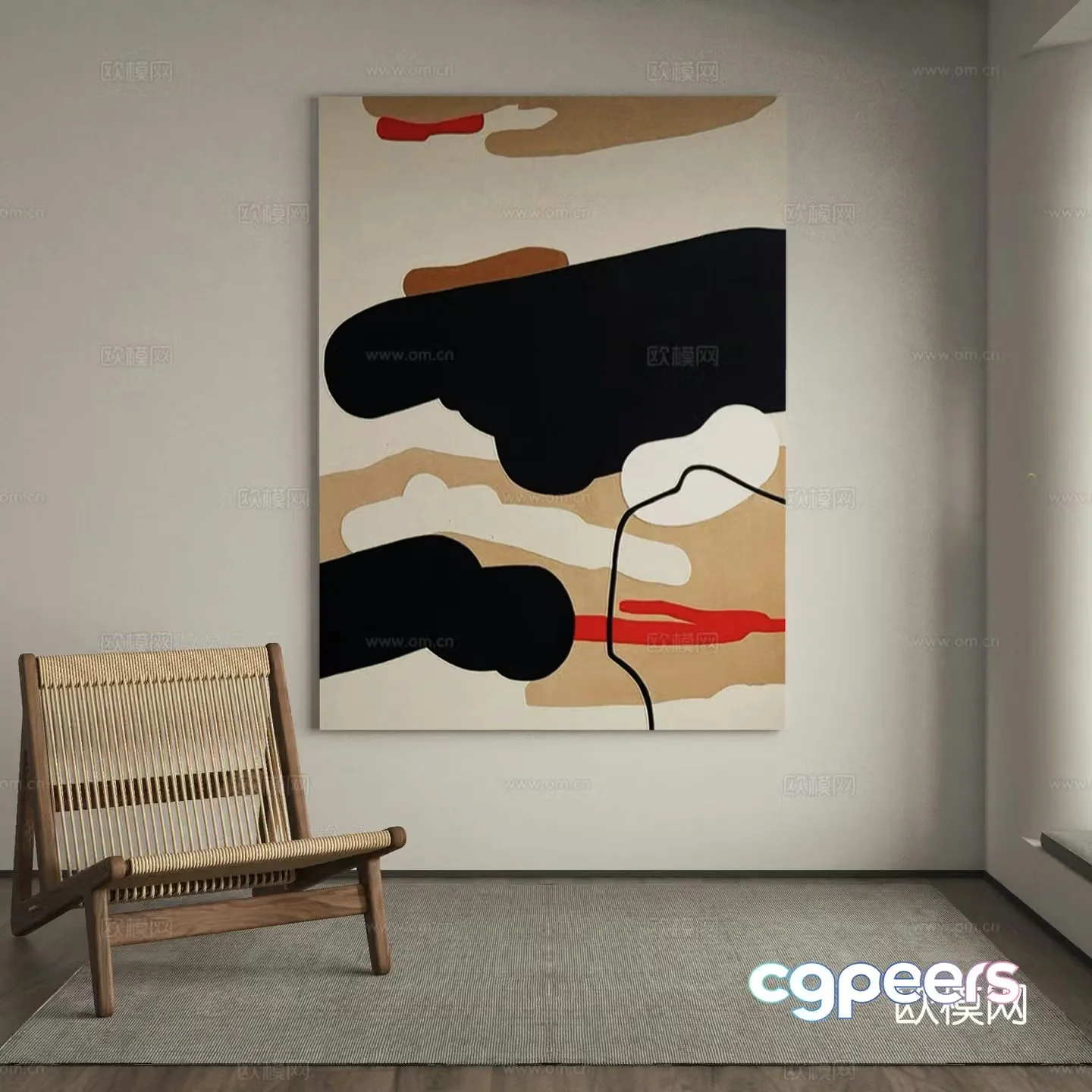 Modern abstract painting decorative painting 3d model
