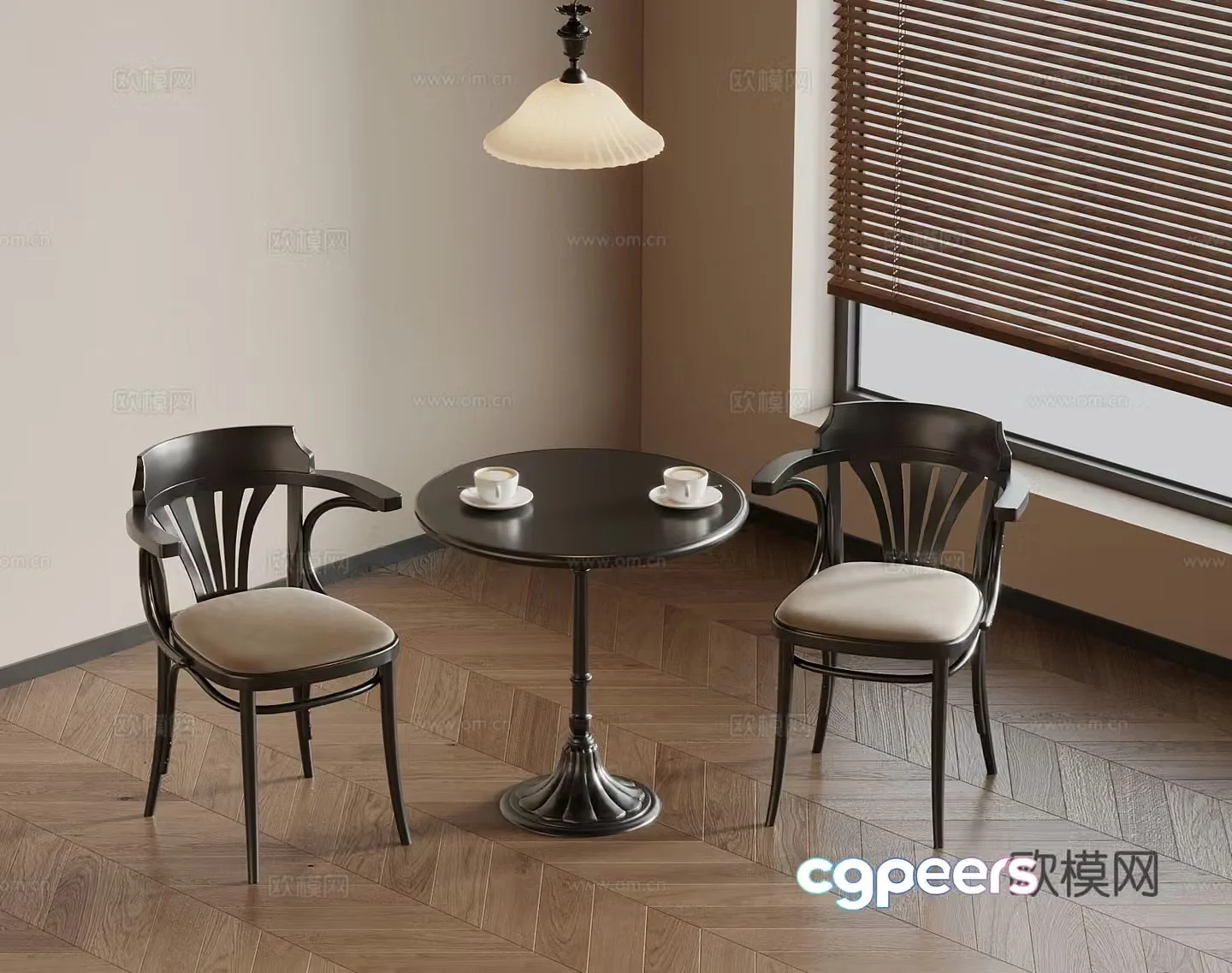 French leisure tables and chairs Negotiation table and chairs 3D model